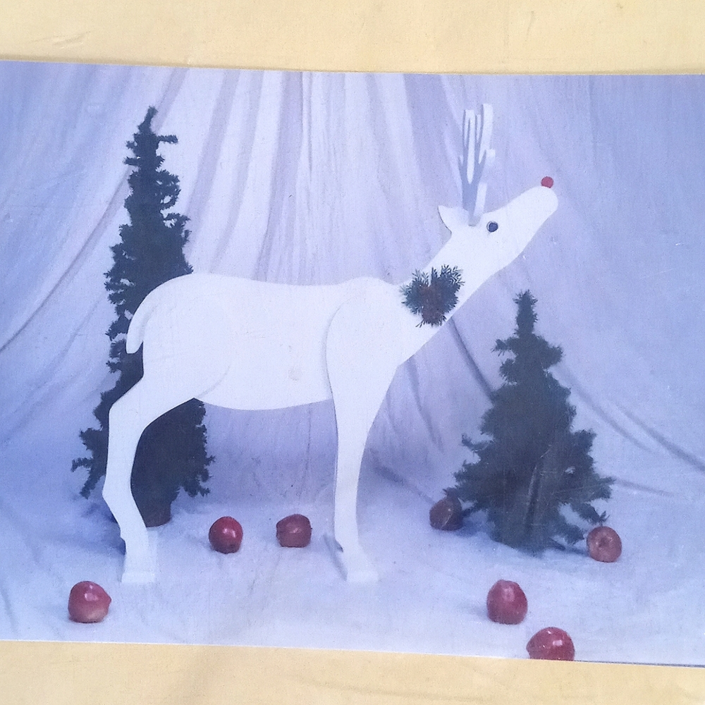 Vintage Big White Deer 38" x 36" Pattern for Wood Yard Art